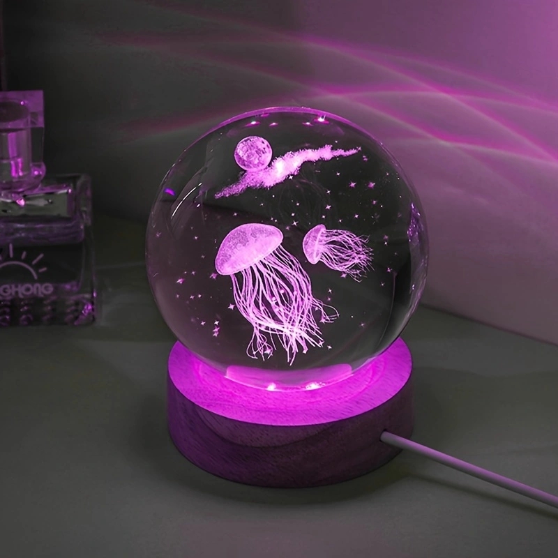 Floating Nightstand With Led Light - Medusa 3d laser gravada bola de