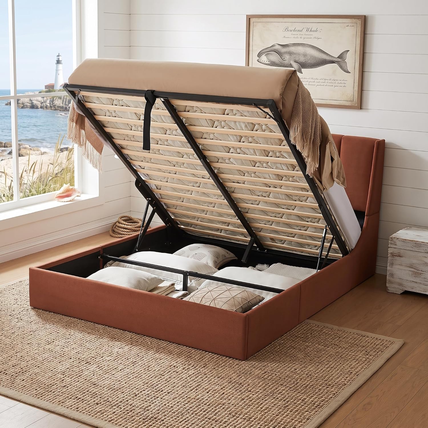 Gas Lift Storage Bed Hydraulic - Cama Queen com Estrutura Elevável, Sistema