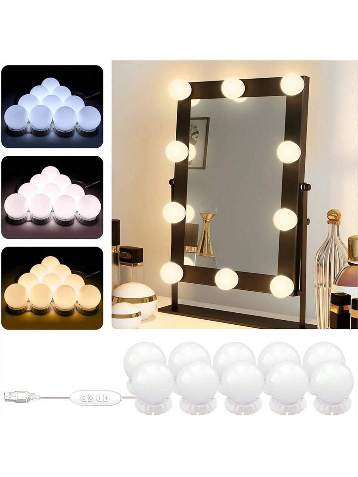 Dressing Table Vanity With Lighted Mirror - Novas Lâmpadas Destacáveis para Espelho de