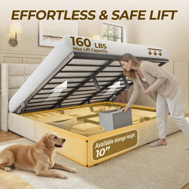 Cama Box HISOFT King Size com  - Gas Lift Storage Bed Hydraulic avaliação e preço