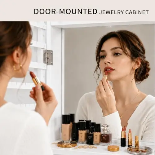 com espelho de corpo inteiro,  - Full Length Mirror Jewelry Armoire avaliação e preço