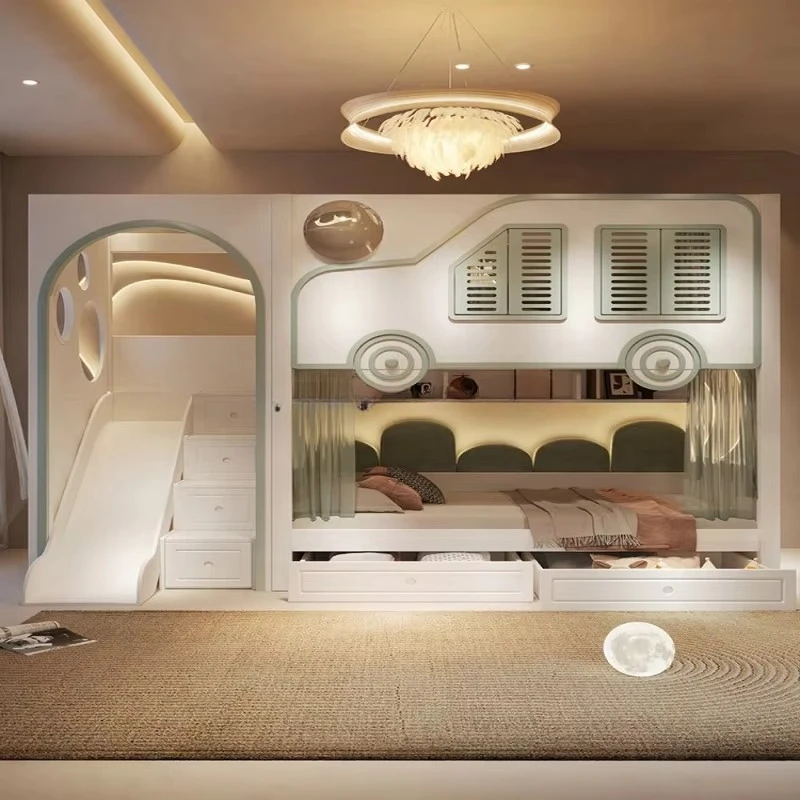 Novo Design de Cama de Luxo pa - Bunk Bed With Stairs And Slide avaliação e preço