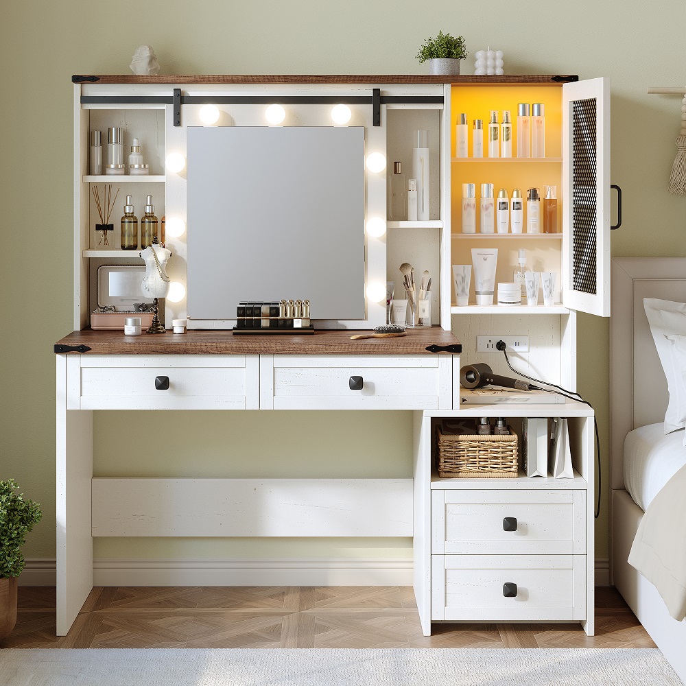 Mesa de Maquiagem Estilo Fazen - Dressing Table Vanity With Lighted Mirror avaliação e preço