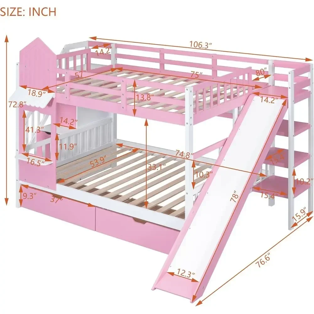 Beliche infantil com escadas,  - Bunk Bed With Stairs And Slide avaliação e preço