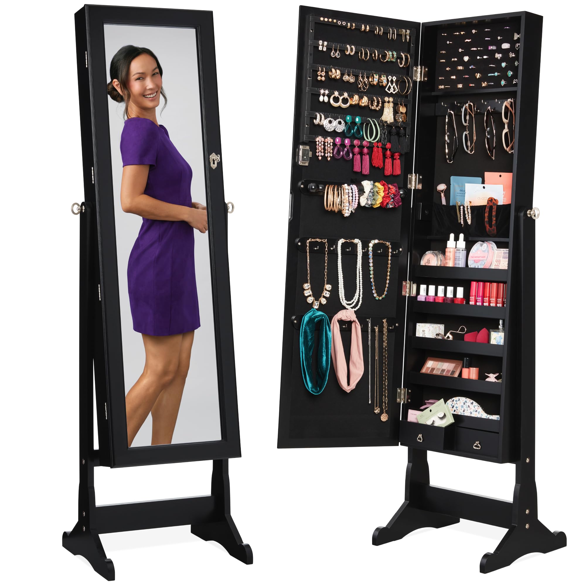 Armário de joias independente, - Full Length Mirror Jewelry Armoire avaliação e preço