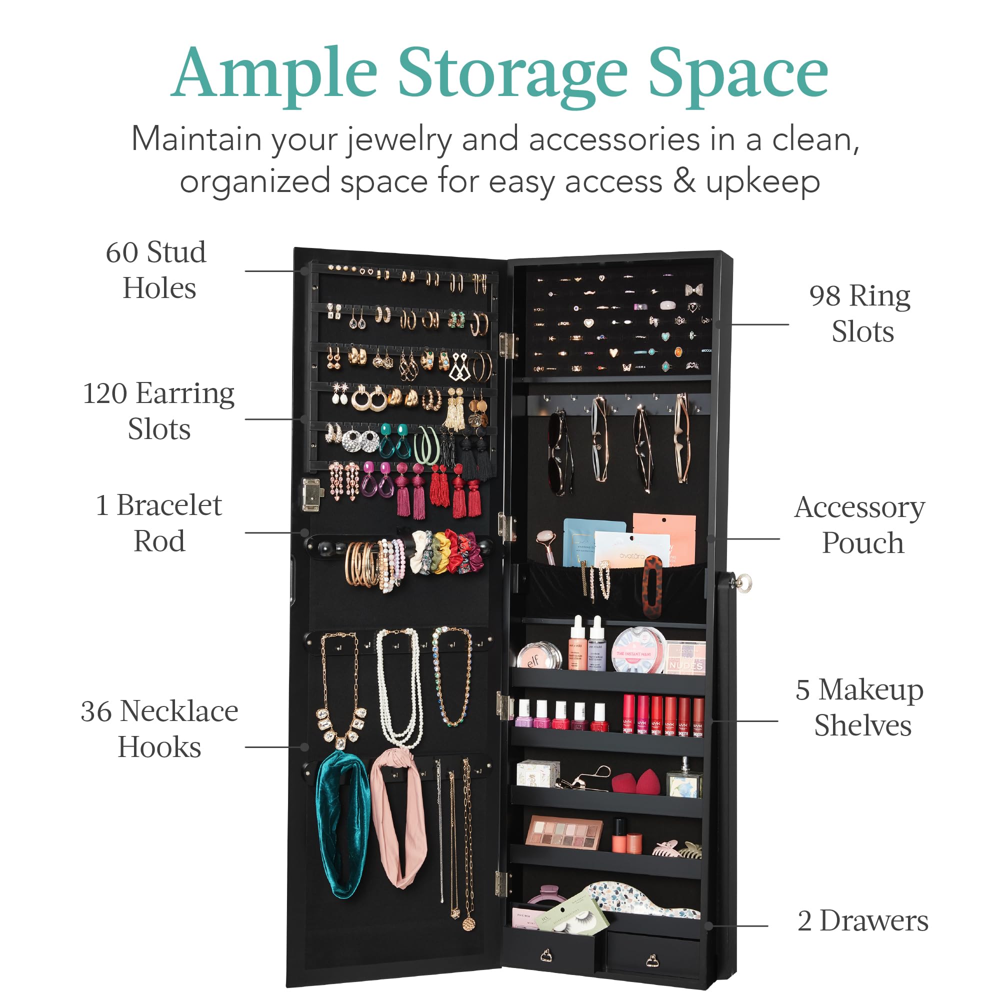 Armário de joias independente, - Full Length Mirror Jewelry Armoire avaliação e preço
