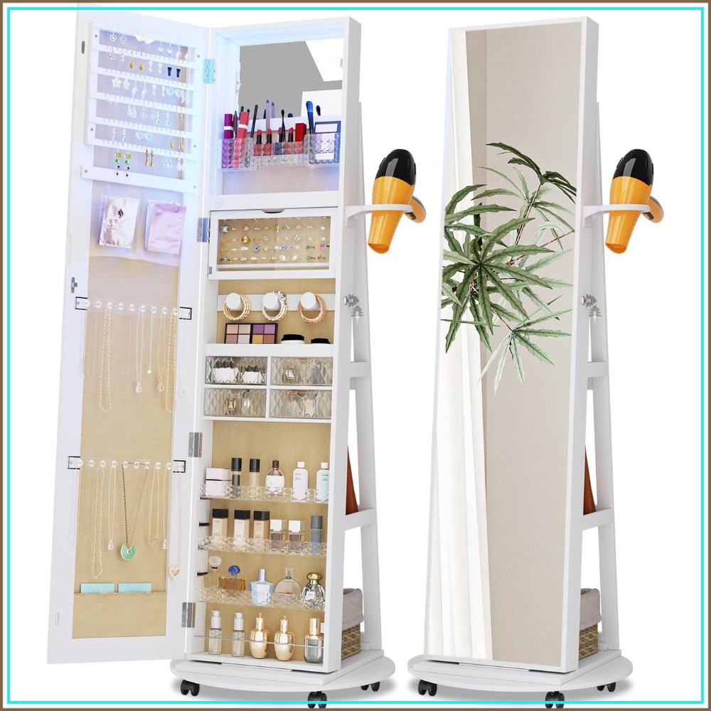 Armário de joias com espelho d - Full Length Mirror Jewelry Armoire avaliação e preço