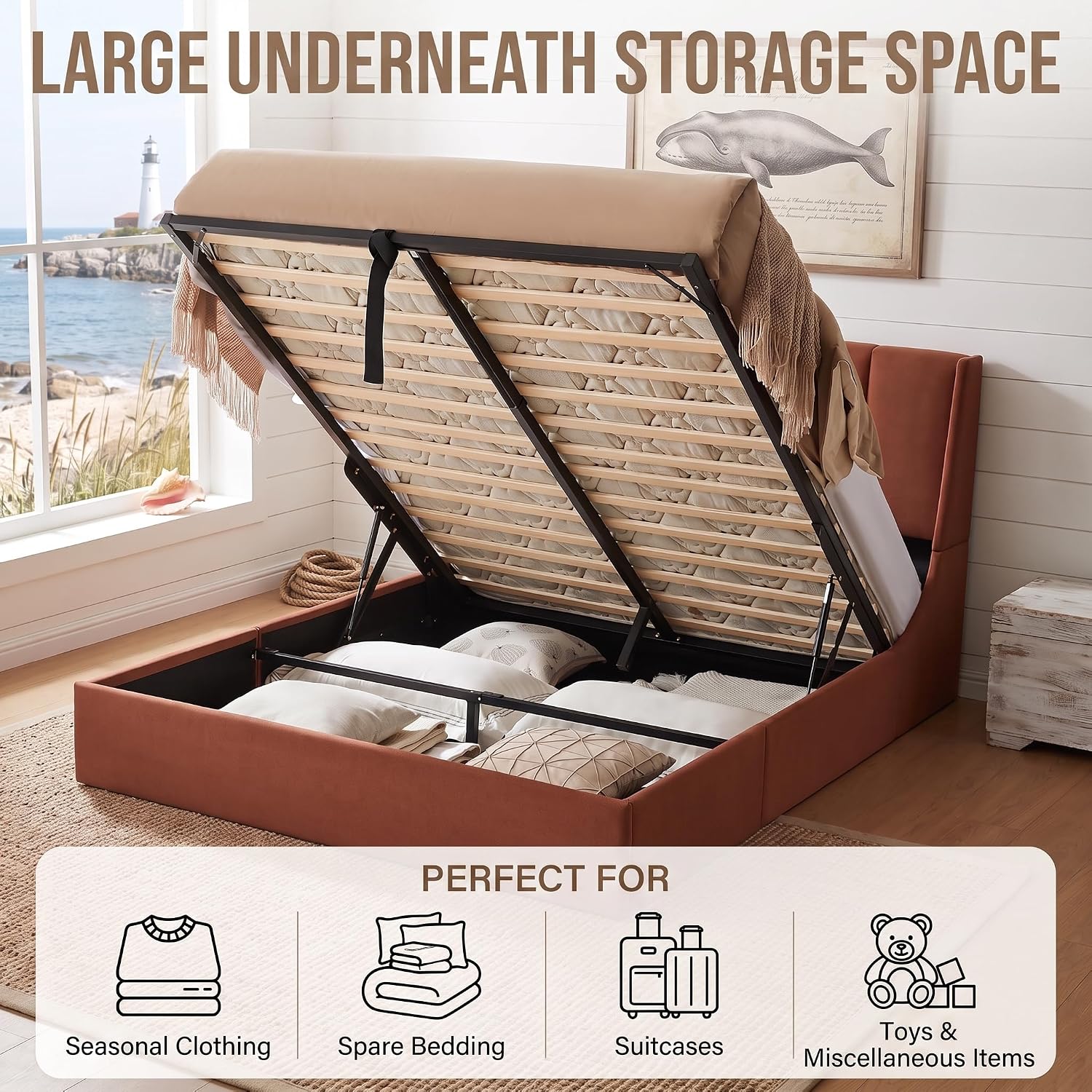 Cama Queen com Estrutura Elevá - Gas Lift Storage Bed Hydraulic avaliação e preço