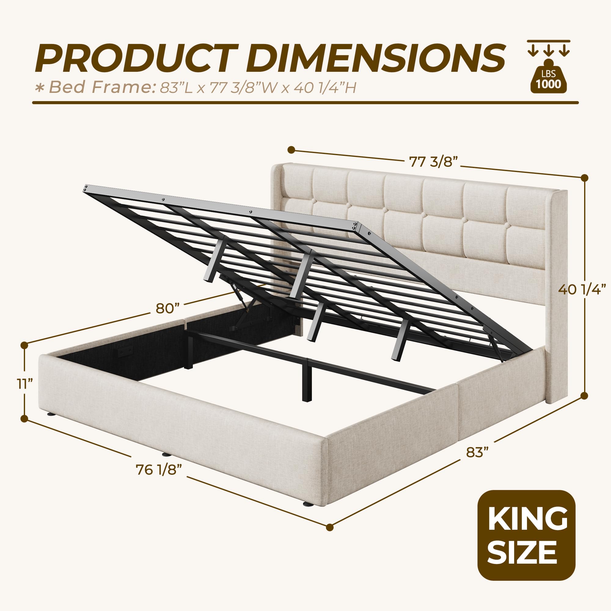 Cama com estrutura elevatória  - Gas Lift Storage Bed Hydraulic avaliação e preço