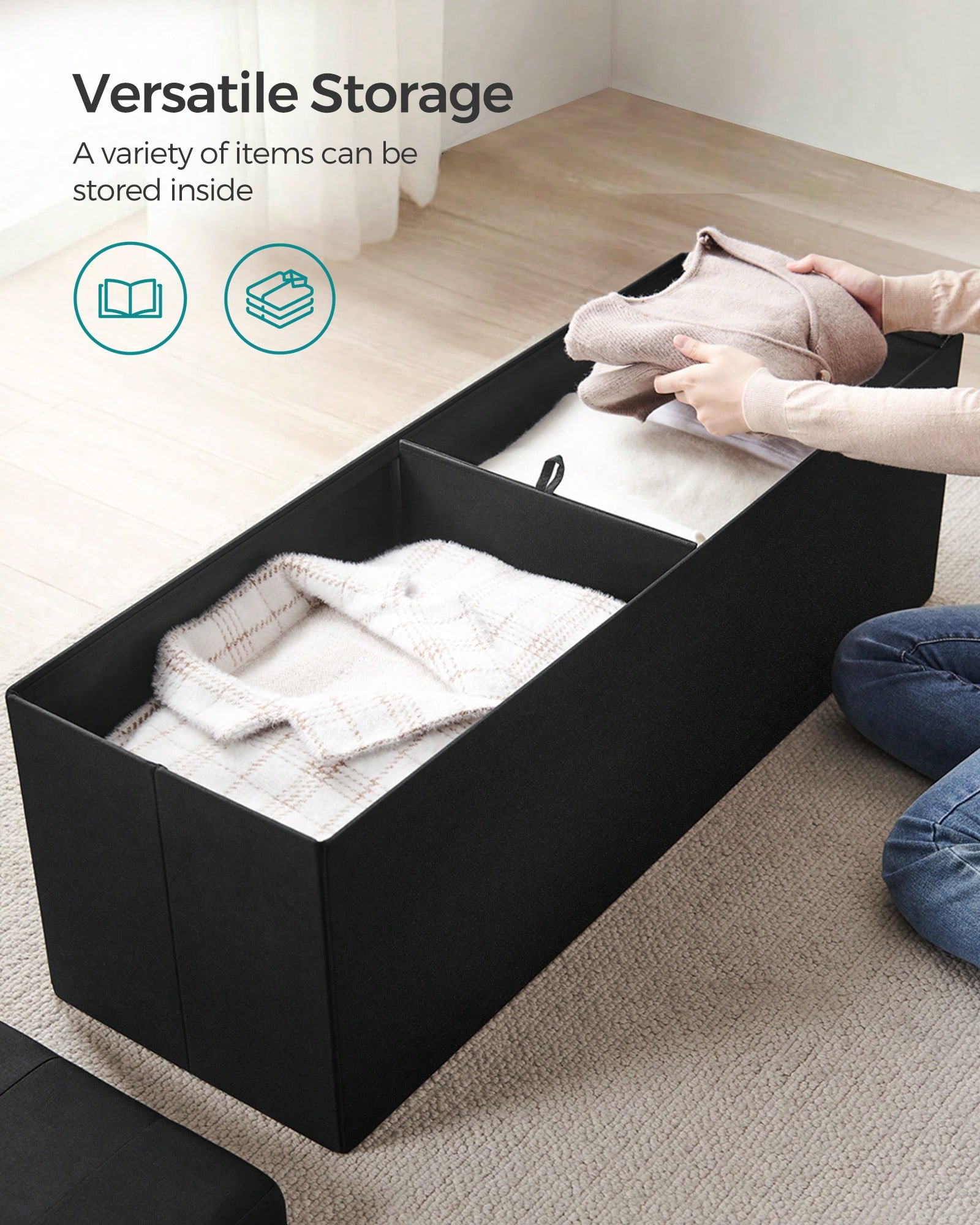 Banco otomano dobrável de 109  - Bedroom Furniture avaliação e preço