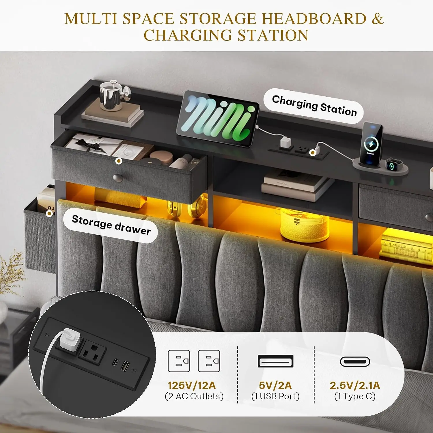 Estrutura de cama tamanho king - King Size Bed Frame With Storage Drawers avaliação e preço