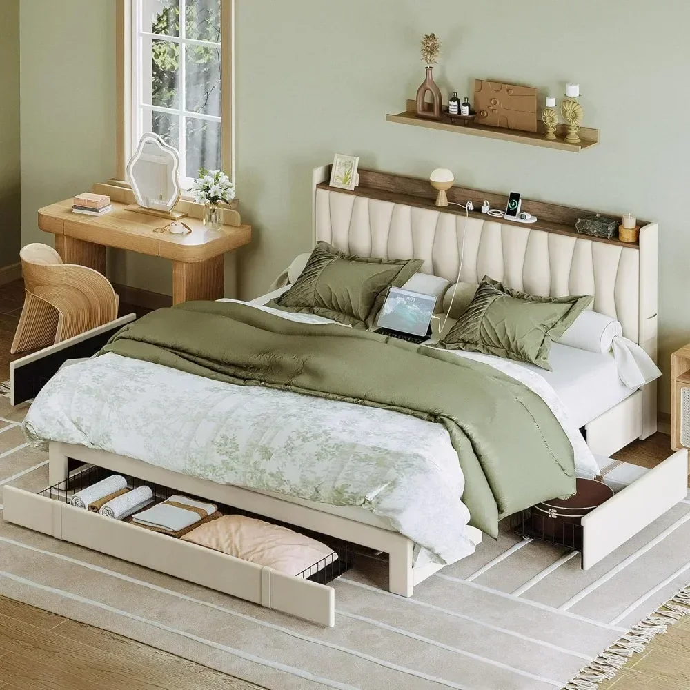 Estrutura de Cama King Size co - King Size Bed Frame With Storage Drawers avaliação e preço