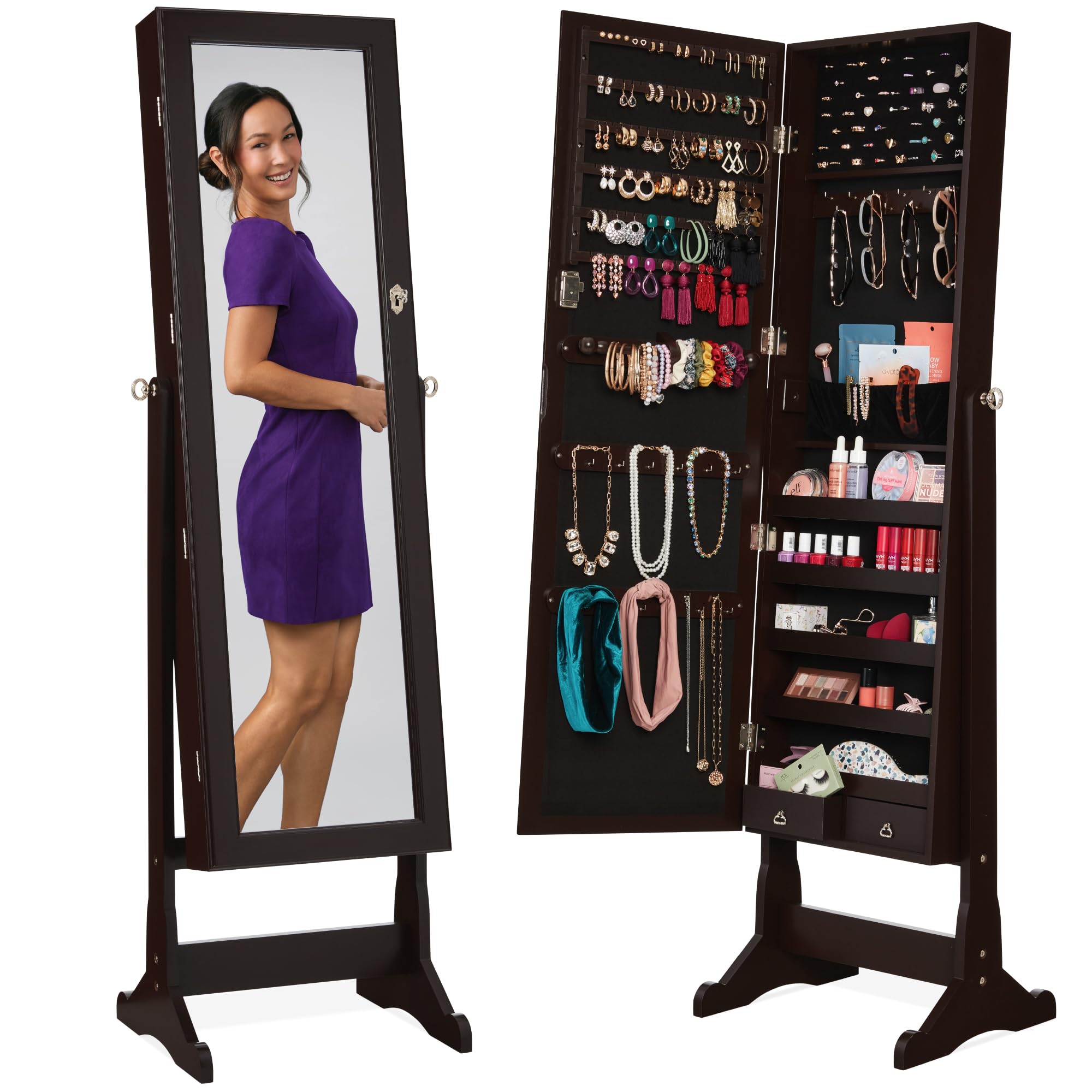 Armário de joias independente, - Full Length Mirror Jewelry Armoire avaliação e preço